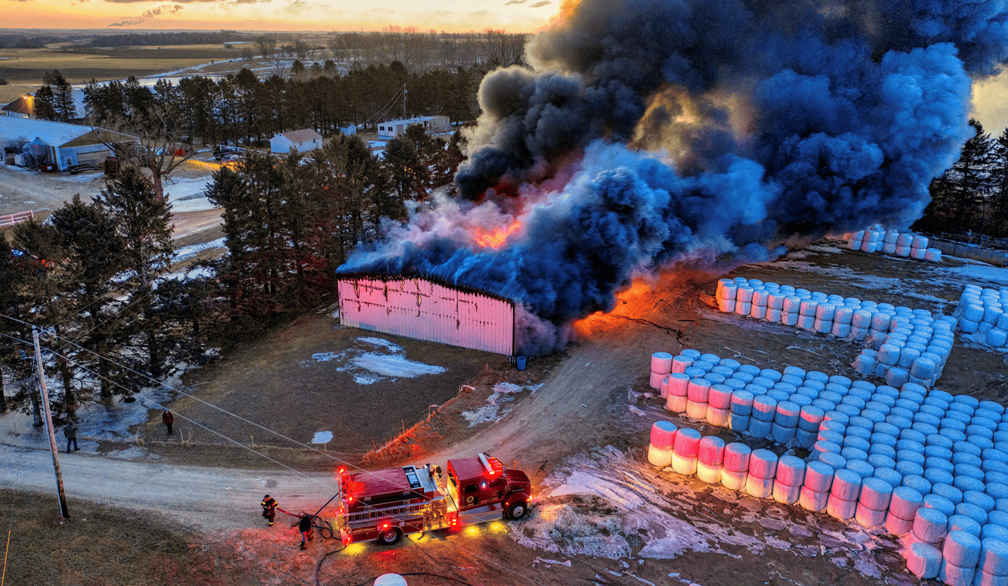 picture of a large fire from above