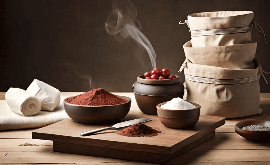 rustic table with ancient food preservation tools